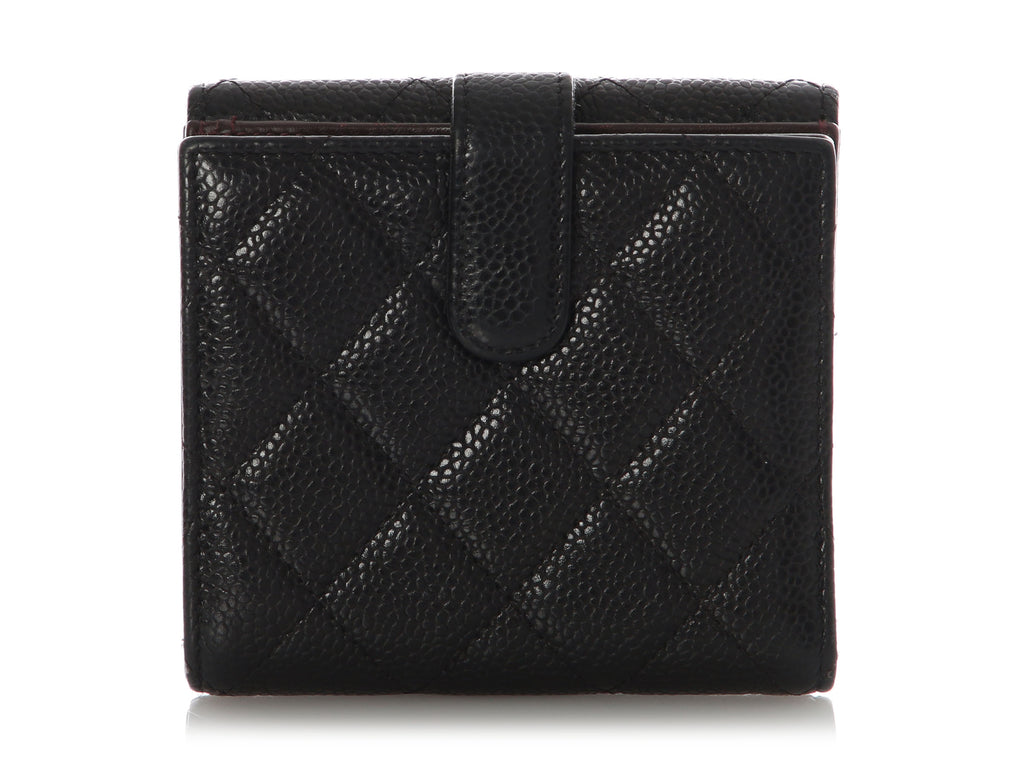 Chanel Small Black Quilted Caviar Classic Wallet