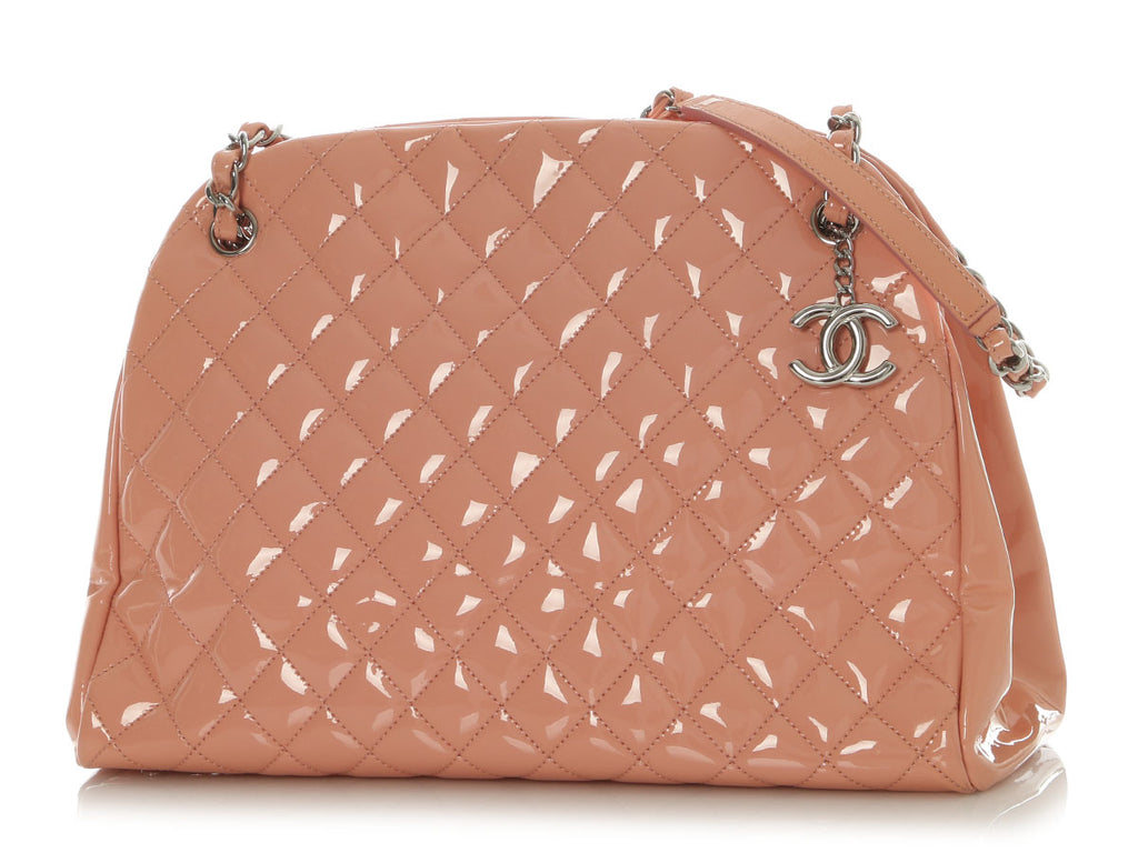 Chanel Large Pink Quilted Patent Mademoiselle Bowling Bag