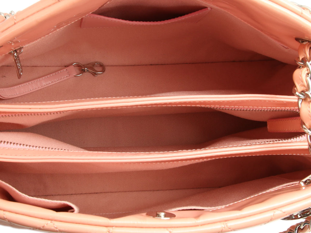 Chanel Large Pink Quilted Patent Mademoiselle Bowling Bag