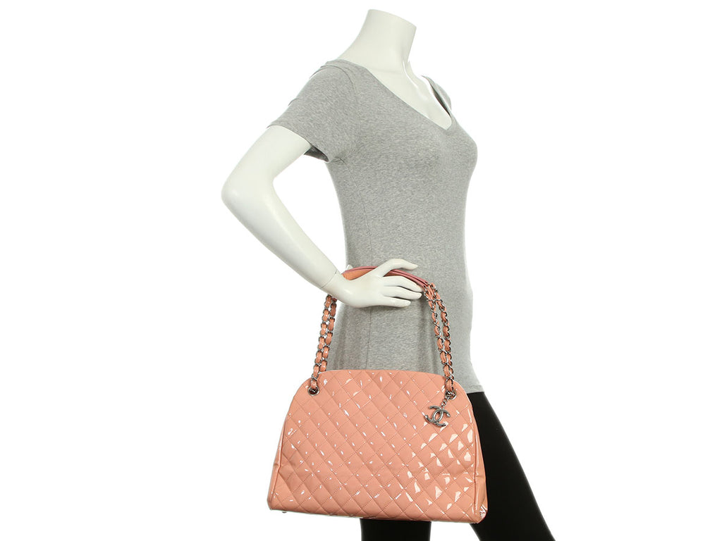 Chanel Large Pink Quilted Patent Mademoiselle Bowling Bag