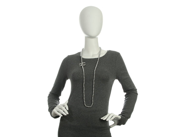 Chanel Gray Pearl Long Necklace