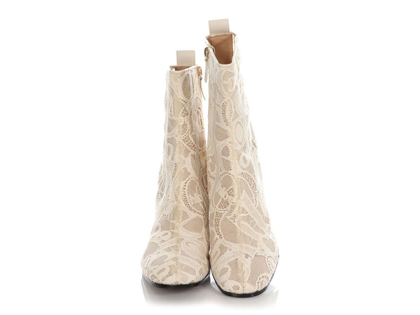 Chloé Beige Lace Ankle Boots