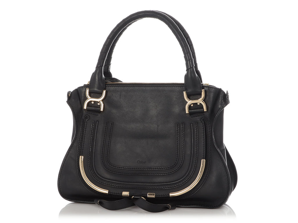 Chloé Medium Black Metal Trim Marcie Shoulder Bag