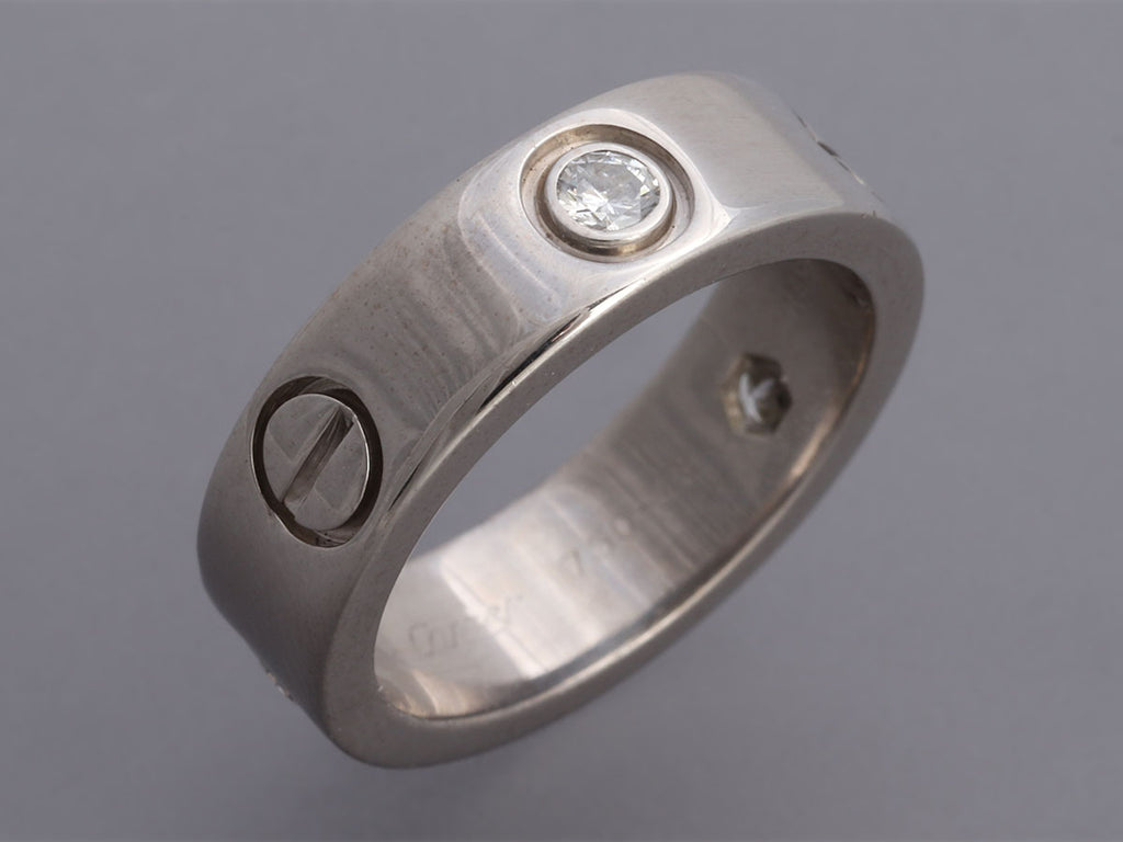 Cartier 18K White Gold 3-Diamond Love Band Ring