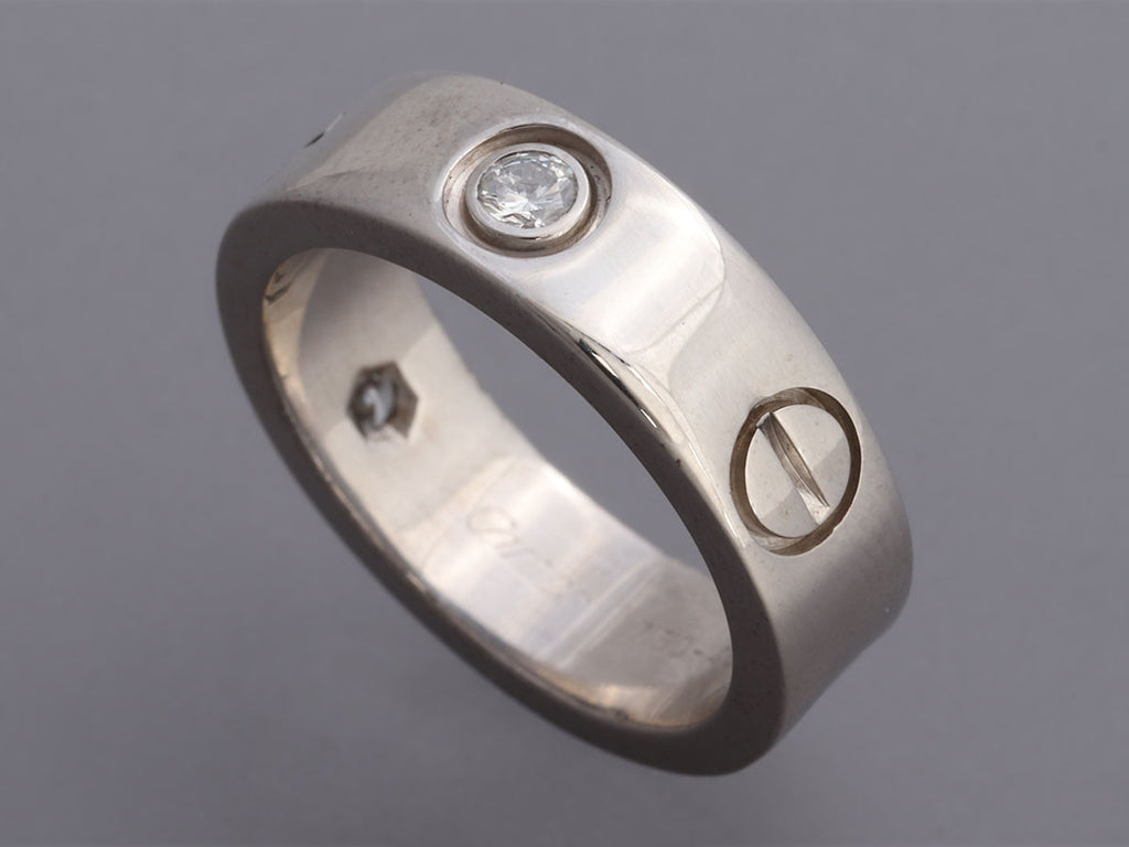 Cartier 18K White Gold 3-Diamond Love Band Ring