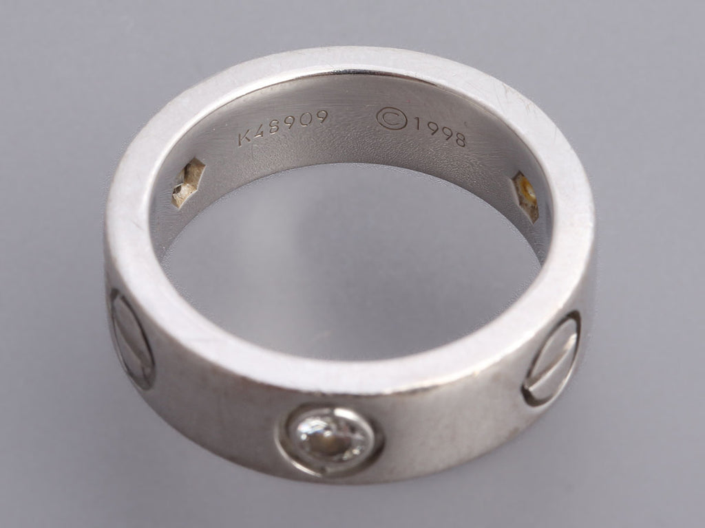 Cartier 18K White Gold 3-Diamond Love Band Ring