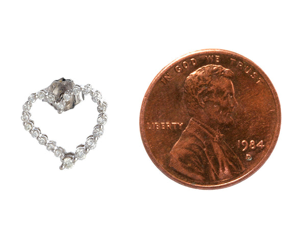 14K White Gold Diamond Open Heart Pierced Earrings