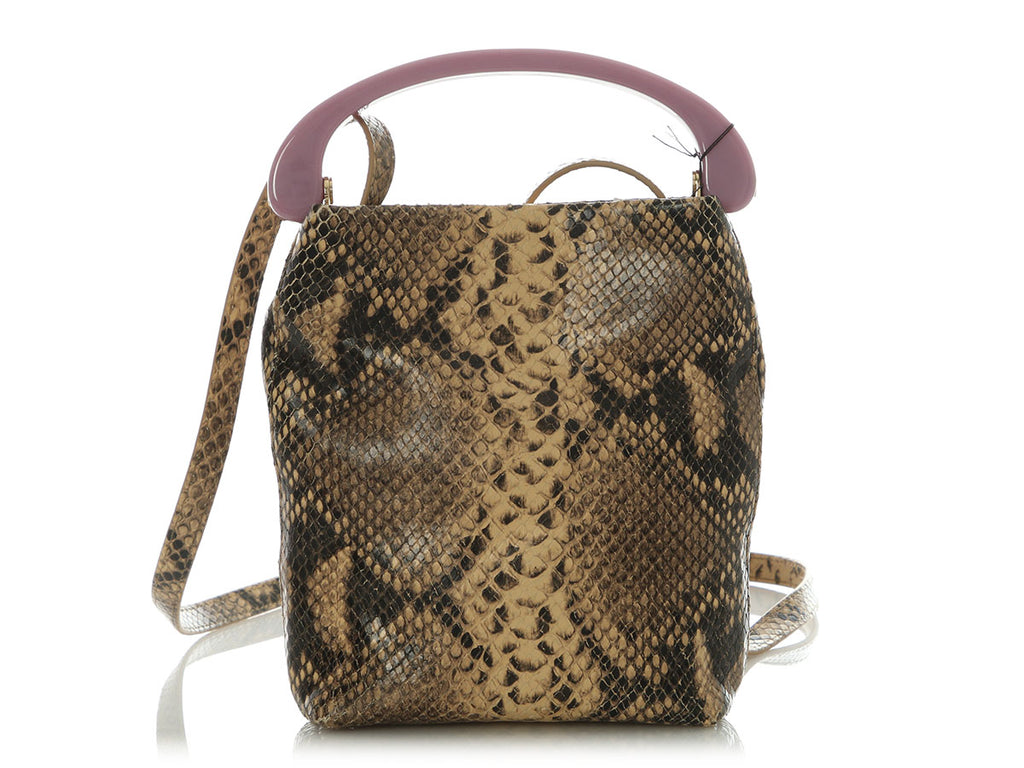 Dries Van Noten Beige Snake-Print W.L. Bag