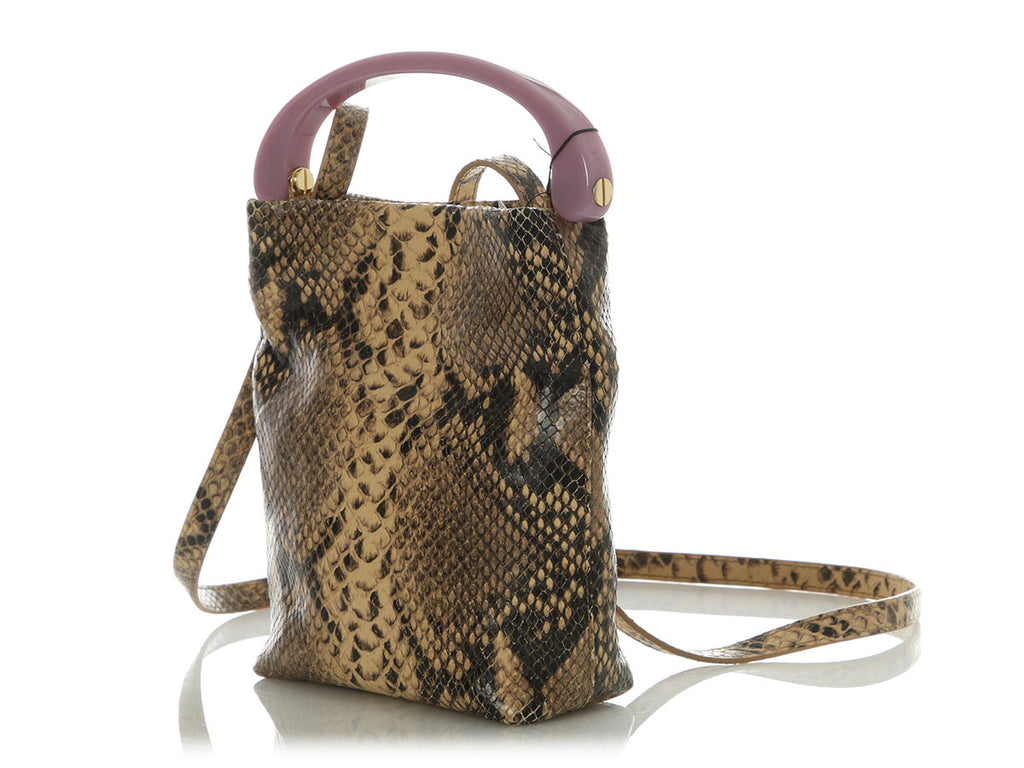 Dries Van Noten Beige Snake-Print W.L. Bag