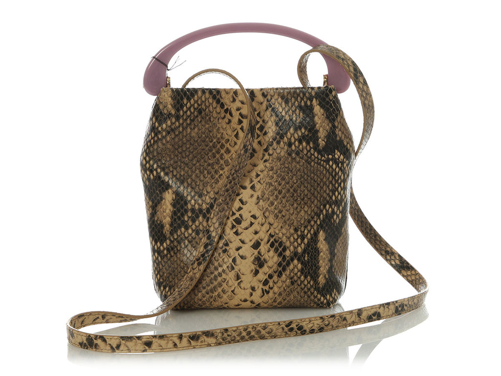 Dries Van Noten Beige Snake-Print W.L. Bag