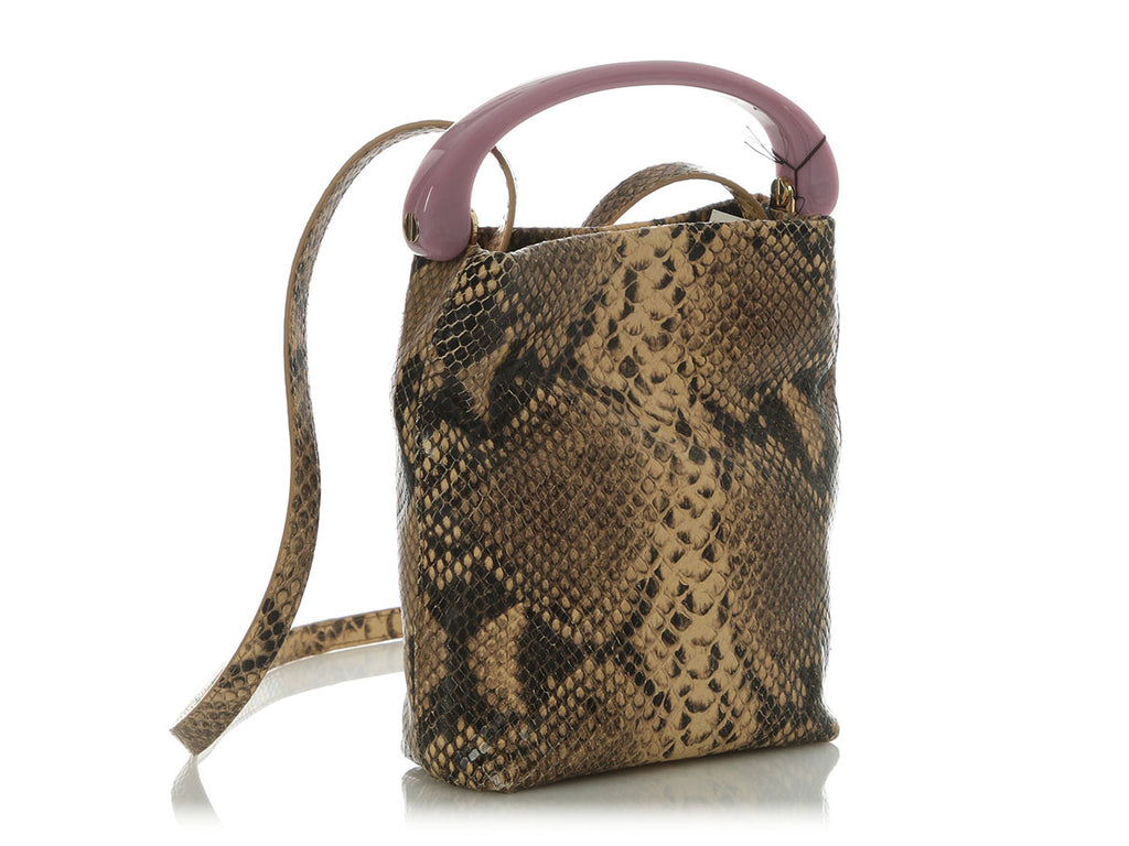 Dries Van Noten Beige Snake-Print W.L. Bag