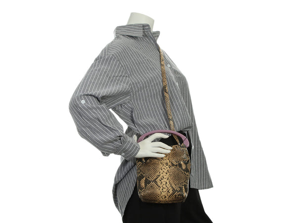 Dries Van Noten Beige Snake-Print W.L. Bag