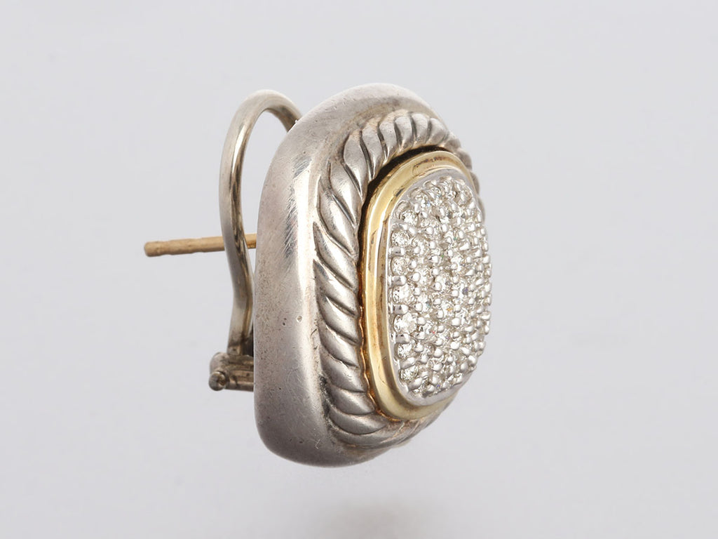 David Yurman Two-Tone Pavé Diamond Albion Pierced Earrings