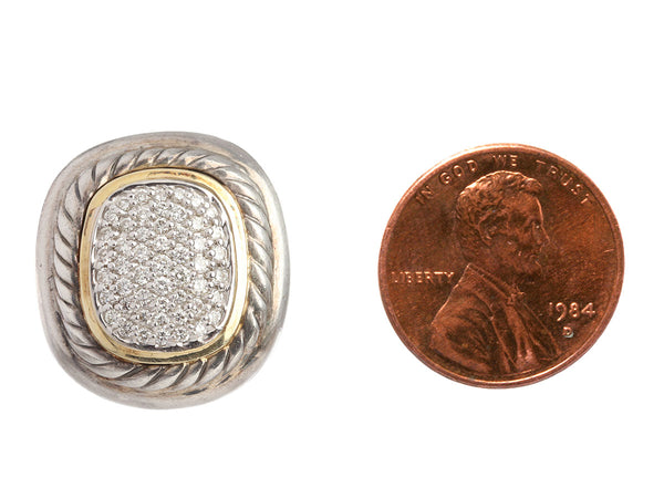 David Yurman Two-Tone Pavé Diamond Albion Pierced Earrings