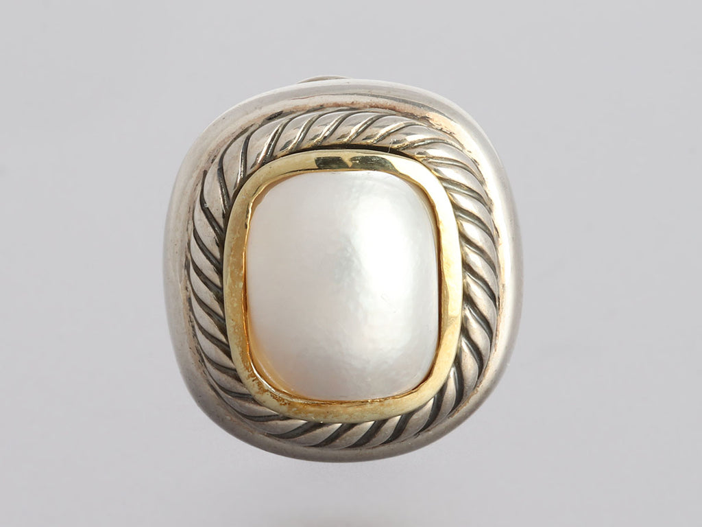 David Yurman Two-Tone Pearl Albion Pierced Earrings