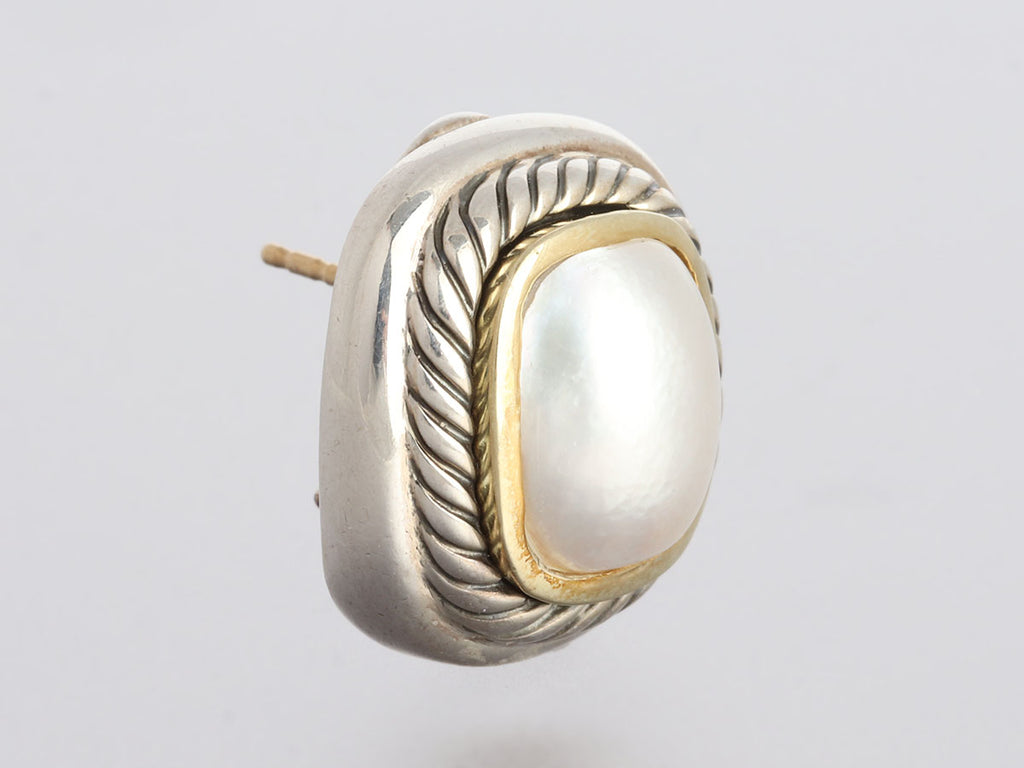 David Yurman Two-Tone Pearl Albion Pierced Earrings