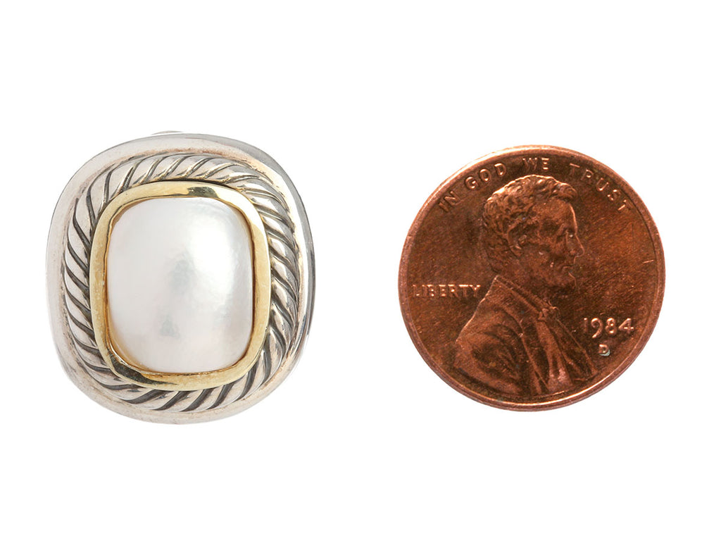 David Yurman Two-Tone Pearl Albion Pierced Earrings