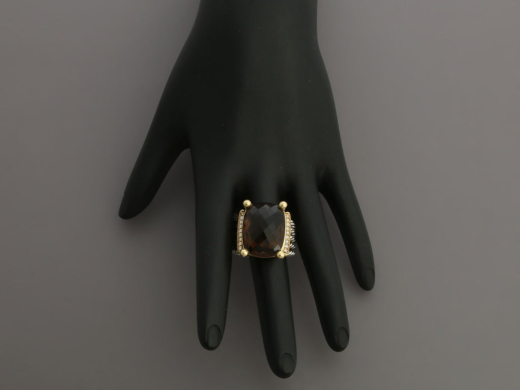 David Yurman Two-Tone Diamond and Smoky Topaz Wheaton Ring