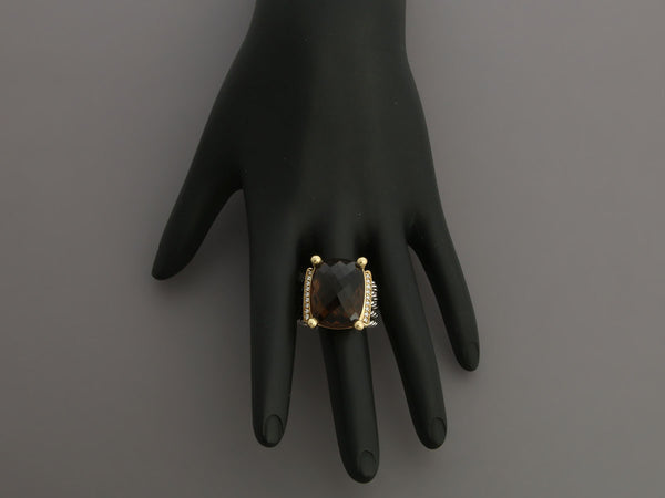 David Yurman Two-Tone Diamond and Smoky Topaz Wheaton Ring