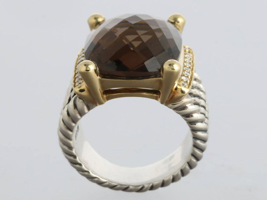 David Yurman Two-Tone Diamond and Smoky Topaz Wheaton Ring