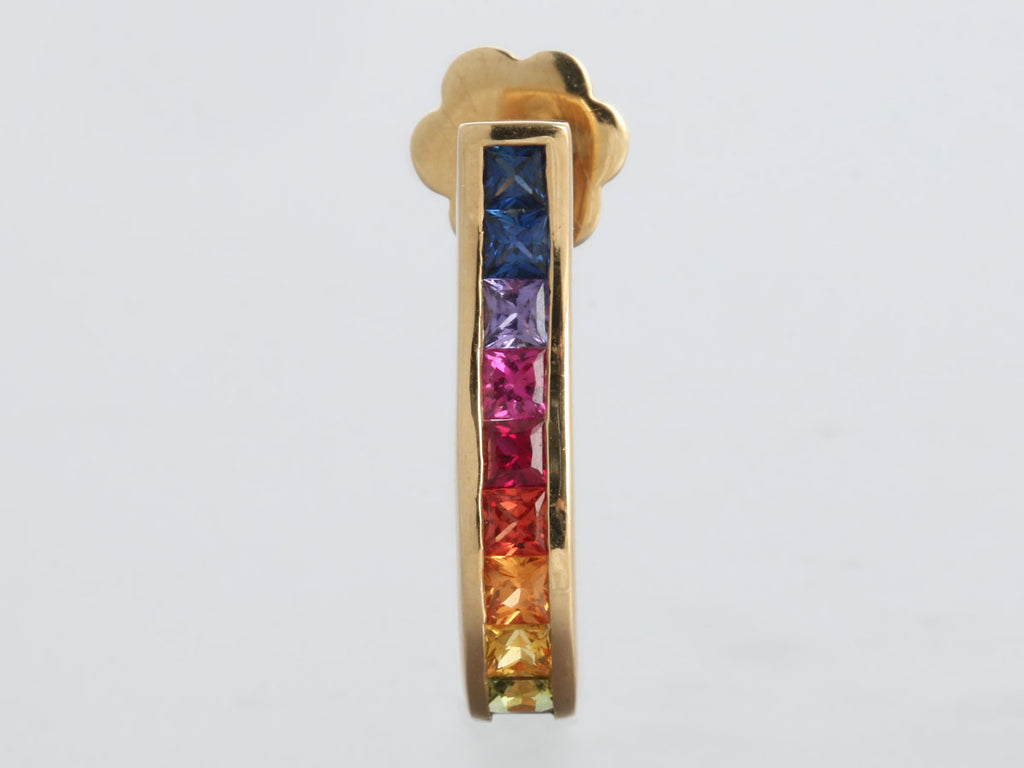 14K Yellow Gold Multicolor Rainbow J Hoops