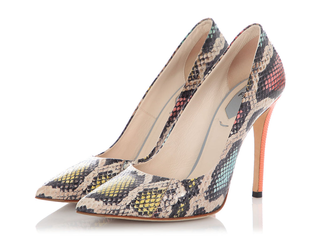 Fendi Multicolor Snakeskin Pumps