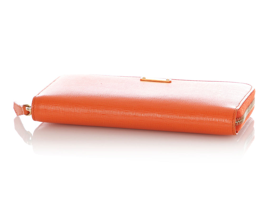 Fendi Orange Ziparound Wallet