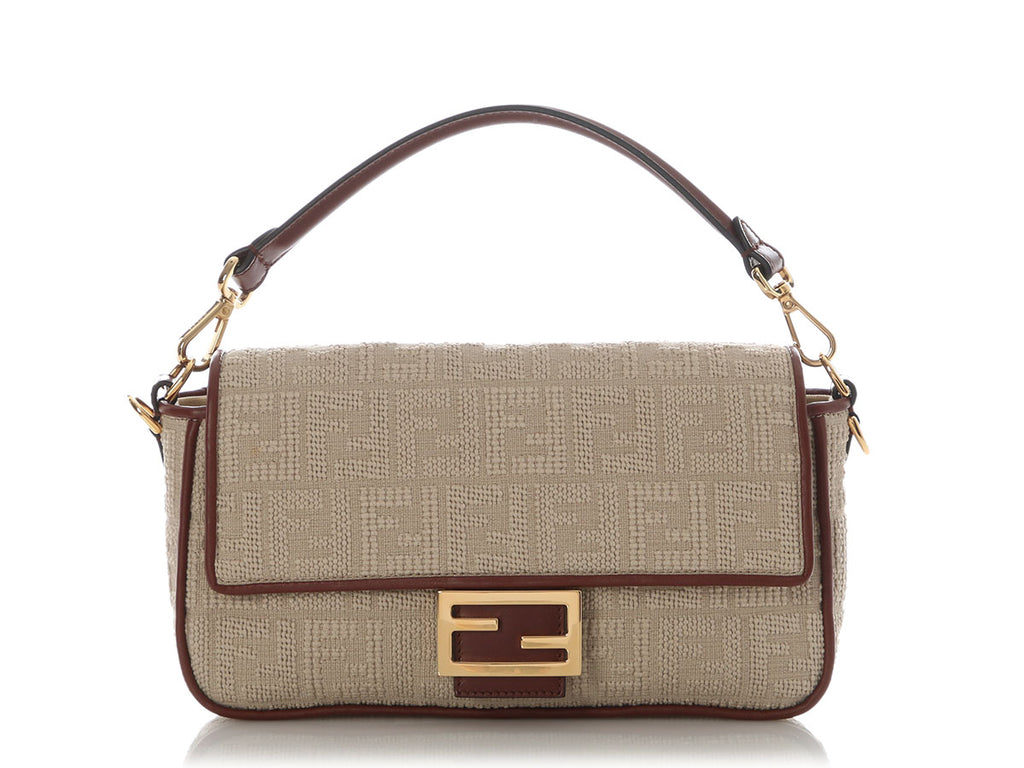 Fendi Beige Jacquard Sardo FF 1974 Baguette