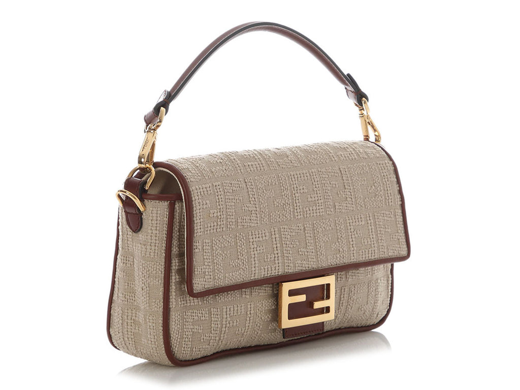 Fendi Beige Jacquard Sardo FF 1974 Baguette