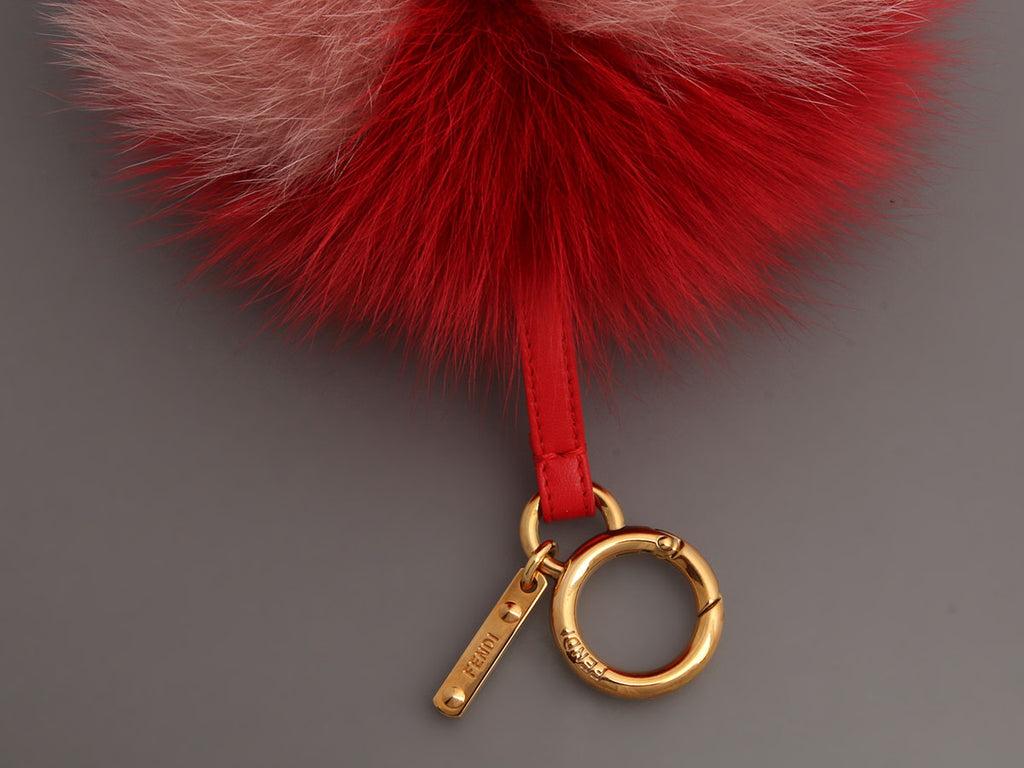 Fendi Red and Pink Fox Heart Pom Pom Charm