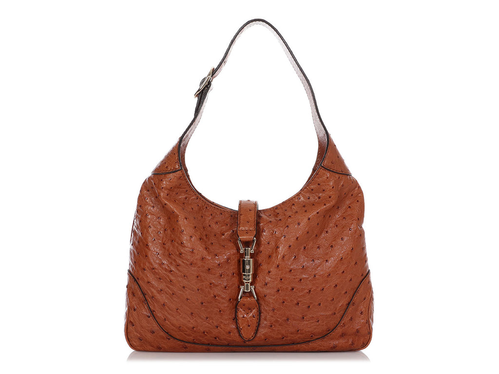 Gucci Medium Gingerbread Ostrich Jackie Hobo