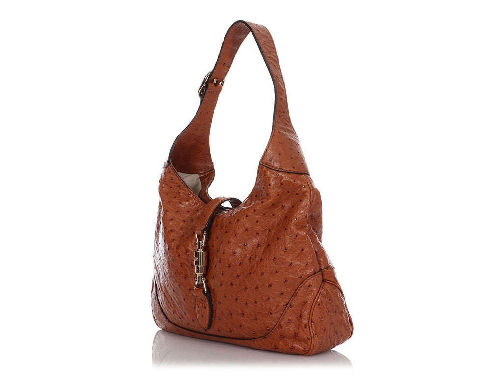 Gucci Medium Gingerbread Ostrich Jackie Hobo