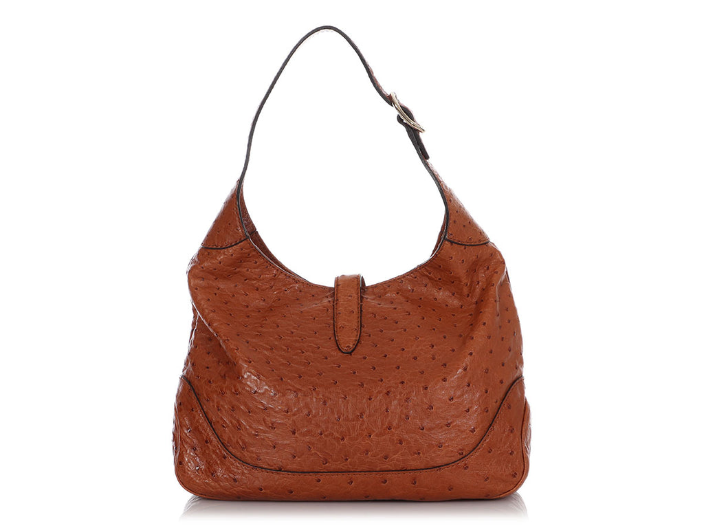 Gucci Medium Gingerbread Ostrich Jackie Hobo