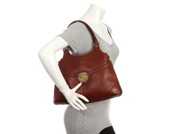 Gucci Chestnut Interlocking G Logo Reins Shoulder Bag