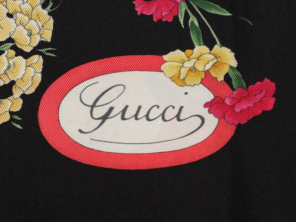 Gucci Black Floral Scarf