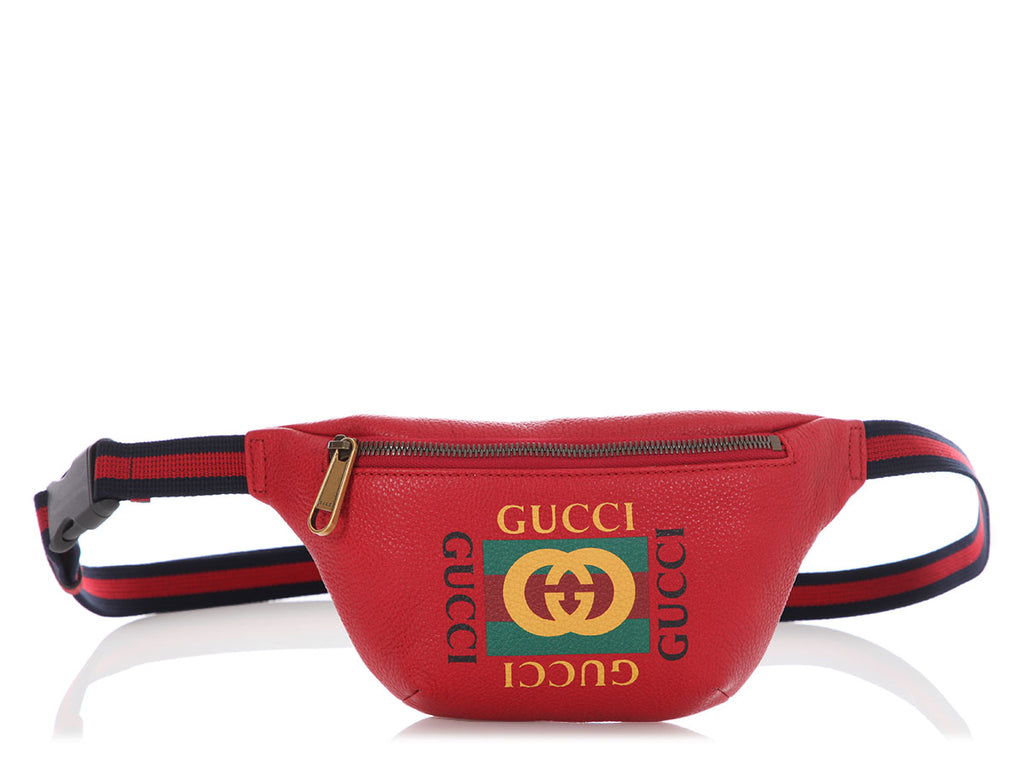 Gucci Small Hibiscus Red Leather Coco Capitan Logo Belt Bag