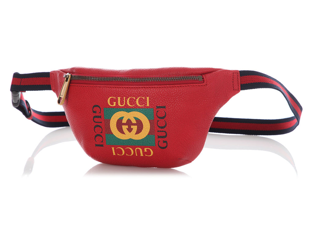 Gucci Small Hibiscus Red Leather Coco Capitan Logo Belt Bag