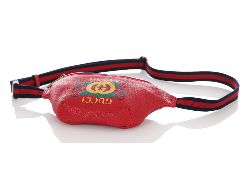 Gucci Small Hibiscus Red Leather Coco Capitan Logo Belt Bag