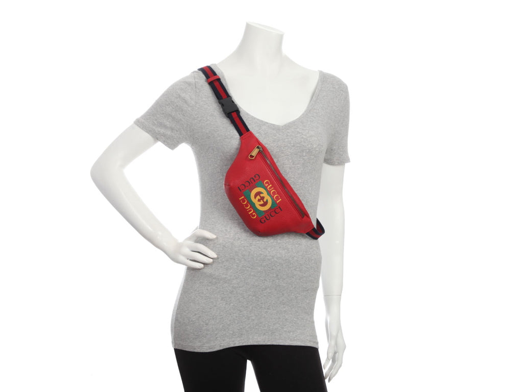 Gucci Small Hibiscus Red Leather Coco Capitan Logo Belt Bag