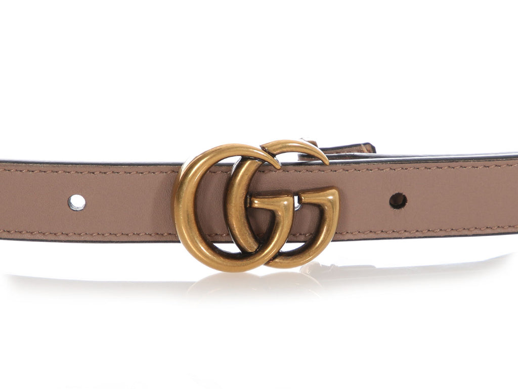 Gucci Taupe GG Marmont Skinny GG Belt