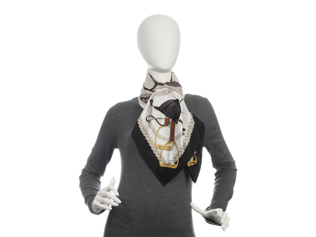 Gucci Equestrian Print Silk Twill Scarf 90cm