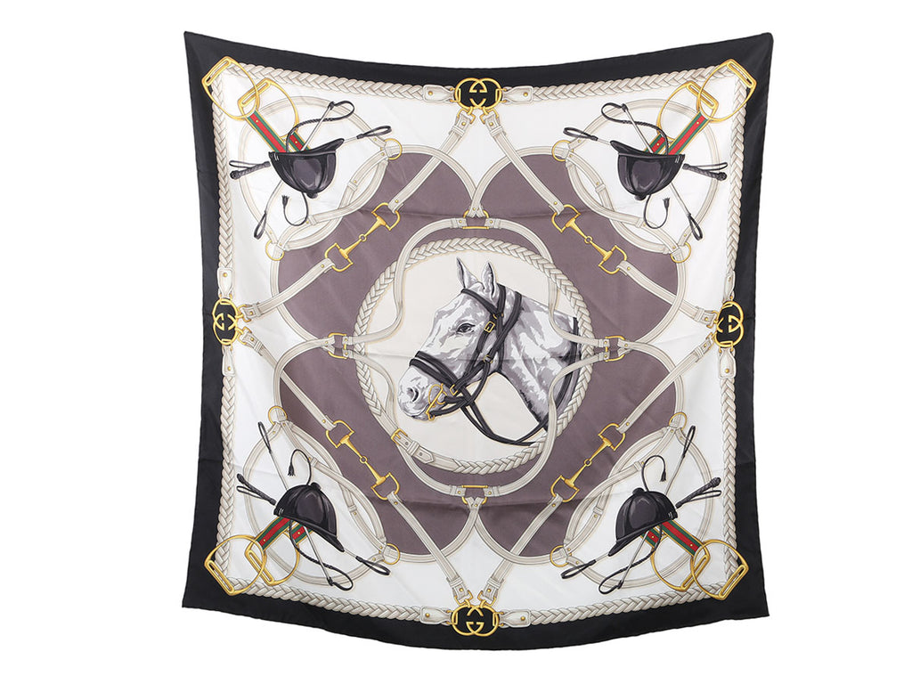 Gucci Equestrian Print Silk Twill Scarf 90cm