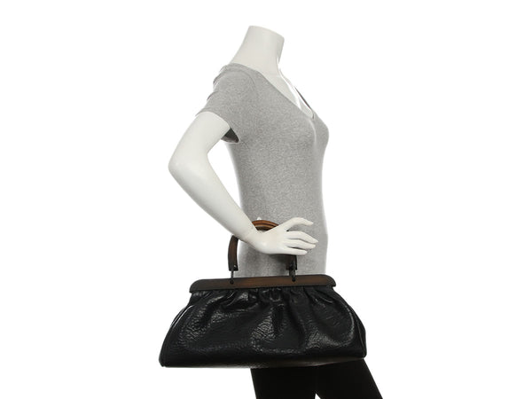 Gucci Black Pebbled Buffalo Leather Doctor’s Bag