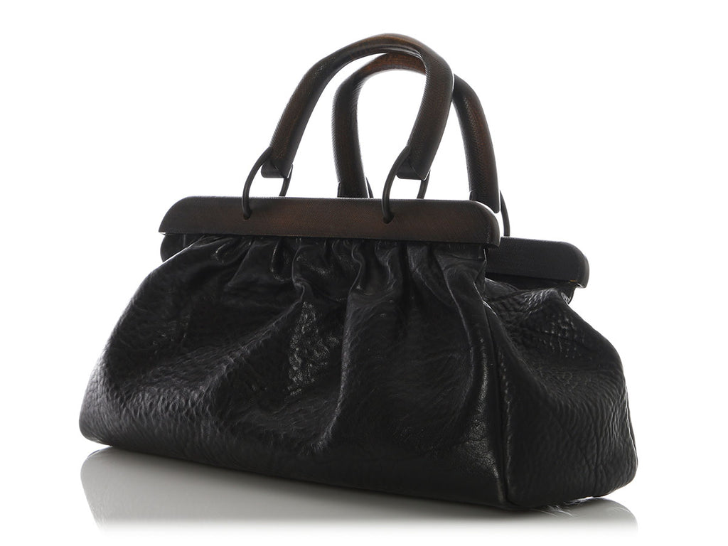 Gucci Black Pebbled Buffalo Leather Doctor’s Bag