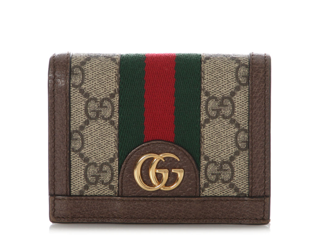 Gucci Brown GG Supreme Ophidia Card Case Wallet