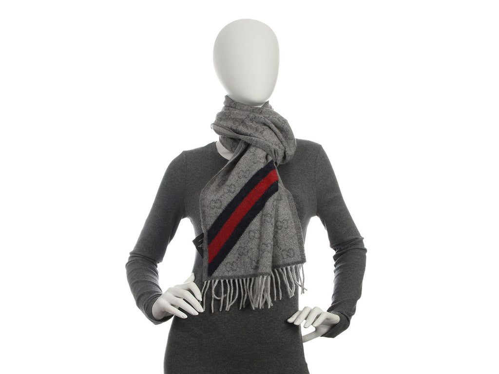 Gucci Gray GG Web Scarf