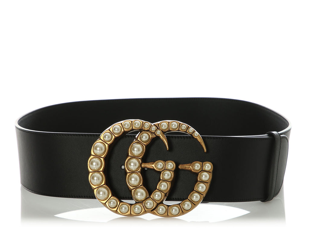 Gucci Moon Calfskin Pearl Double G 70mm Belt