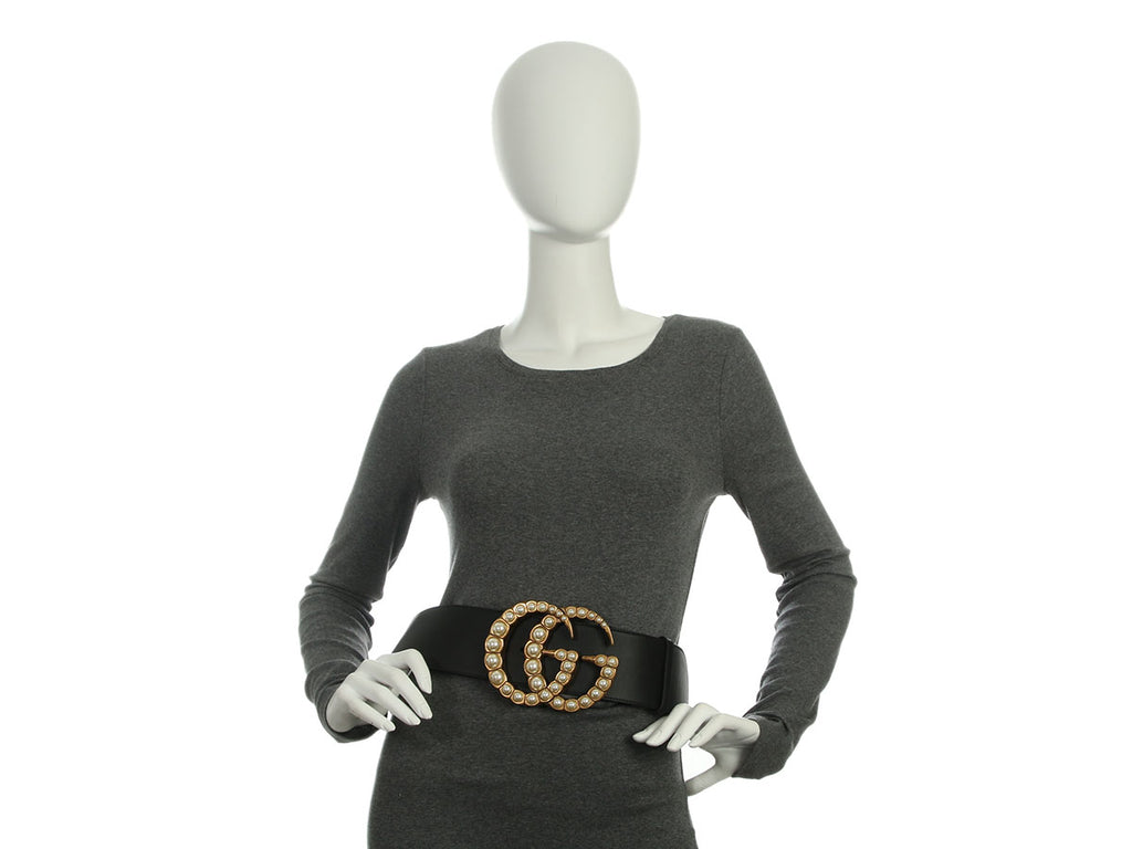 Gucci Moon Calfskin Pearl Double G 70mm Belt