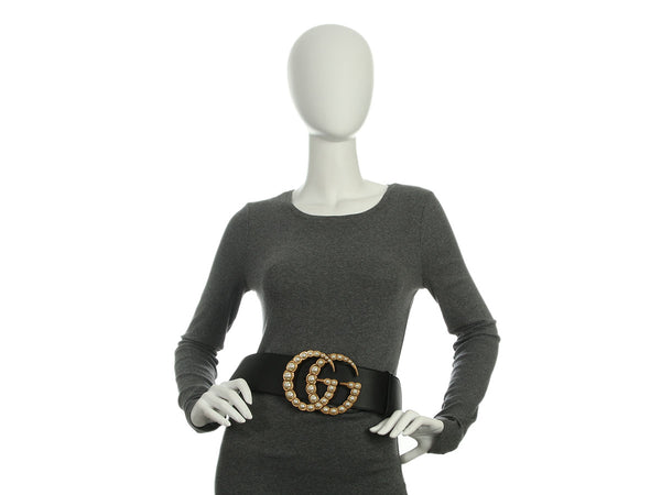 Gucci Moon Calfskin Pearl Double G 70mm Belt