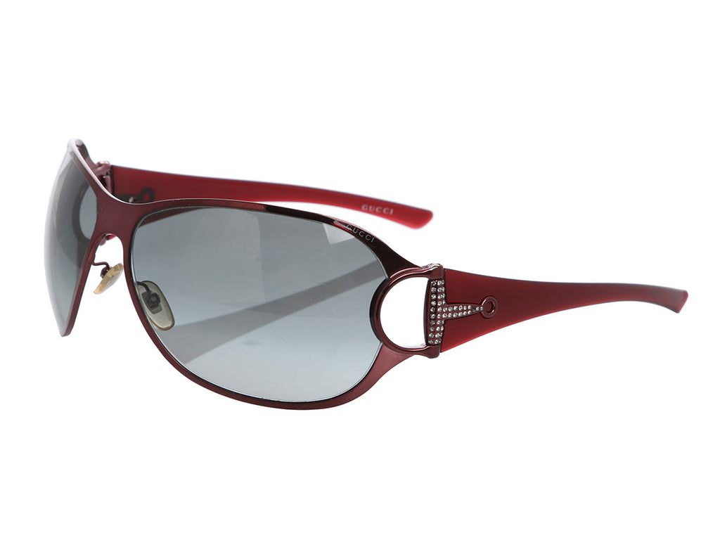 Gucci Rhinestone Horsebit Shield Sunglasses
